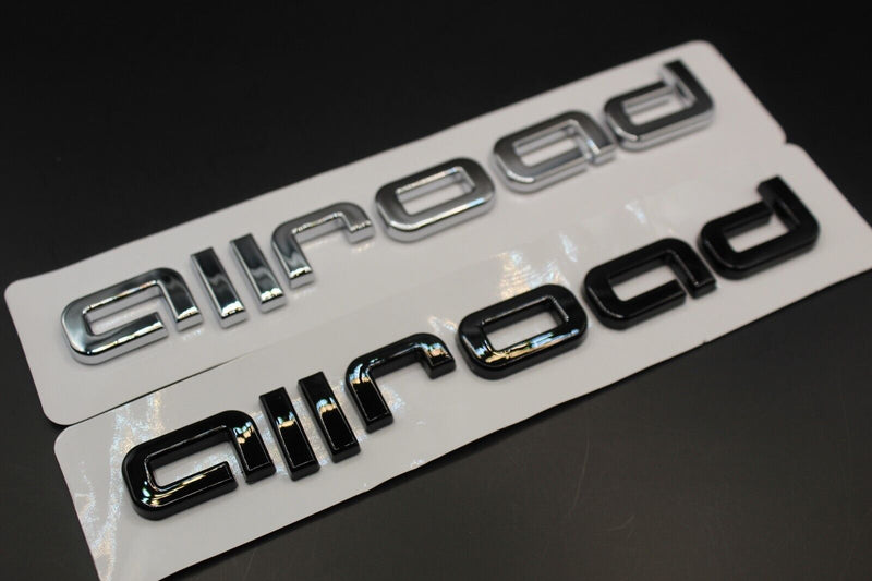 Gloss Black/Chrome Silver Allroad For Audi Badge Letters Emblem Boot Rear Trunk