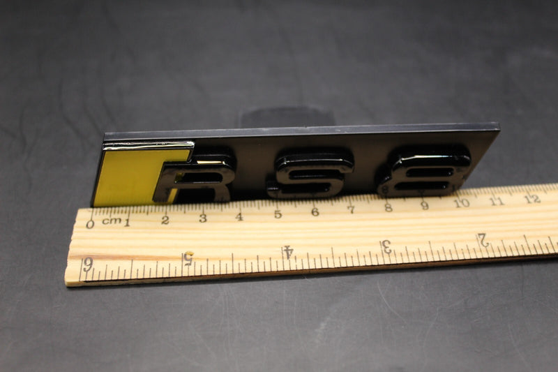 Gloss Black Yellow RS8 Front Grille Stick-On Badge Fit For AUDI