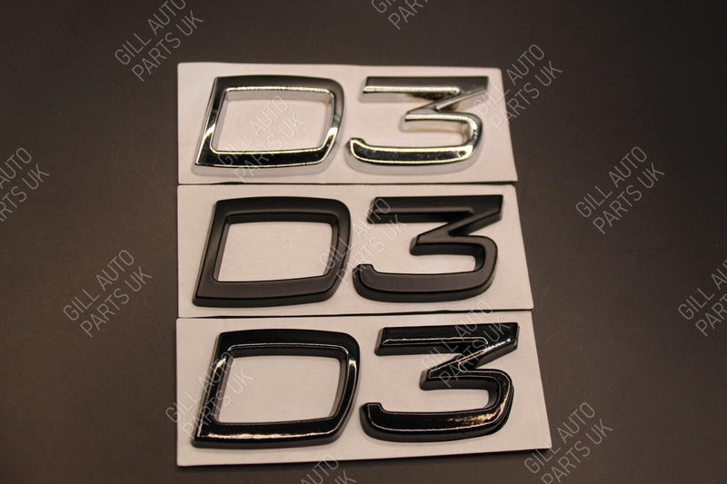 Gloss Matte Black Chrome D3 D 3 Metal Car Letters Badge Rear Boot FOR Volvo