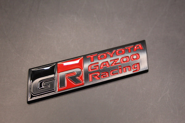 84mm X 23mm Matte Black Red GR Boot Rear Badge For Toyota Gazoo Racing