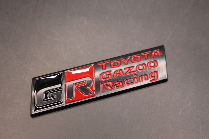 84mm X 23mm Matte Black Red GR Boot Rear Badge For Toyota Gazoo Racing
