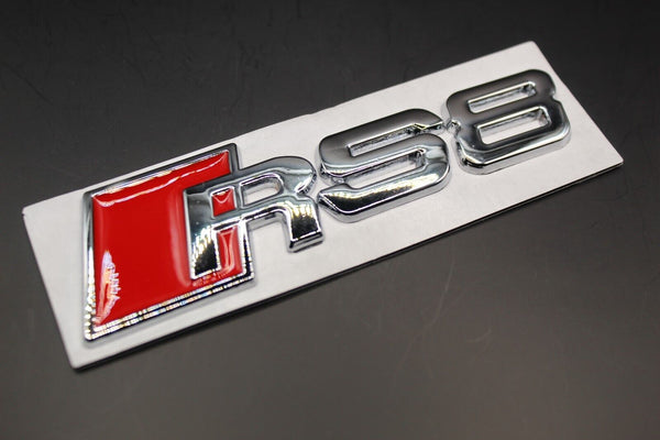 Matte Black/Chrome Silver RS8 Fits Audi Badge Letters Emblem Rear Trunk Boot Lid