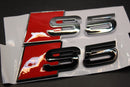 Gloss Black/Chrome Silver S5 Fits Audi Badge Letters Emblem Rear Trunk Boot Lid