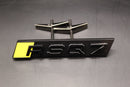 Gloss Black Yellow RSQ7 Front Grille Honeycomb & Rear Boot Badge Set For AUDI
