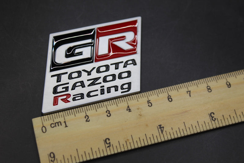 55mm X 40mm Matte Silver Red Black GR Boot Rear Badge For Toyota Gazoo Racing