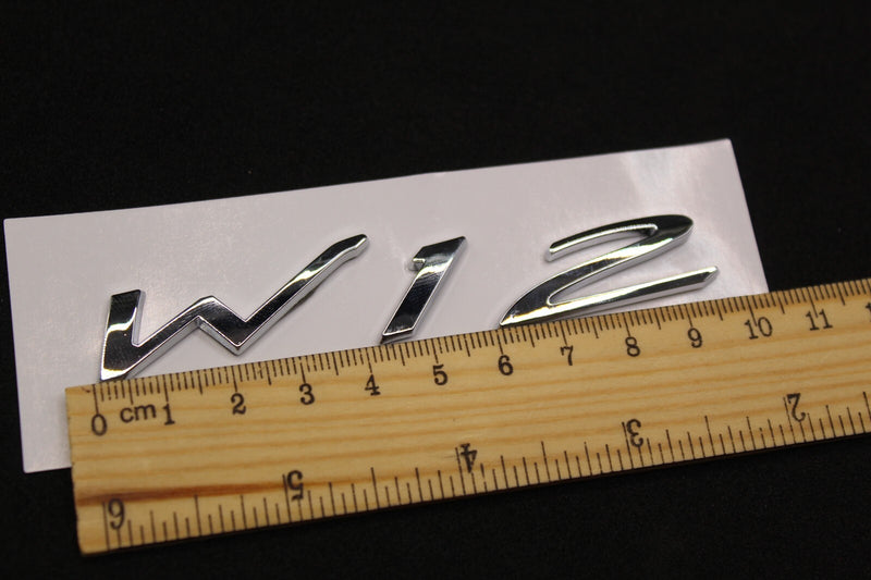 2Pc SET Chrome Silver W12 Boot Rear Tailgate Letters Badge Fit For Bentley
