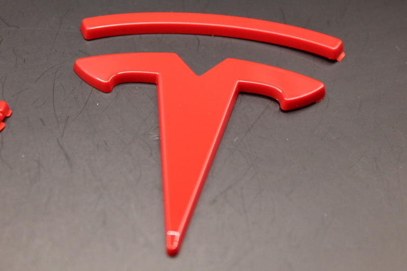 Red Model 3 Overlay Badge Set For Tesla Front/Rear/Steering Wheel