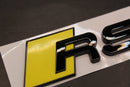 Gloss Black Yellow RS6 Front Grille Stick-On & Rear Boot Badge Set Fit For AUDI