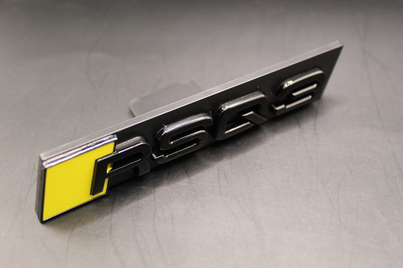 Gloss Black Yellow RSQ3 Front Grille Stick-On & Rear Boot Badge Set Fit For AUDI