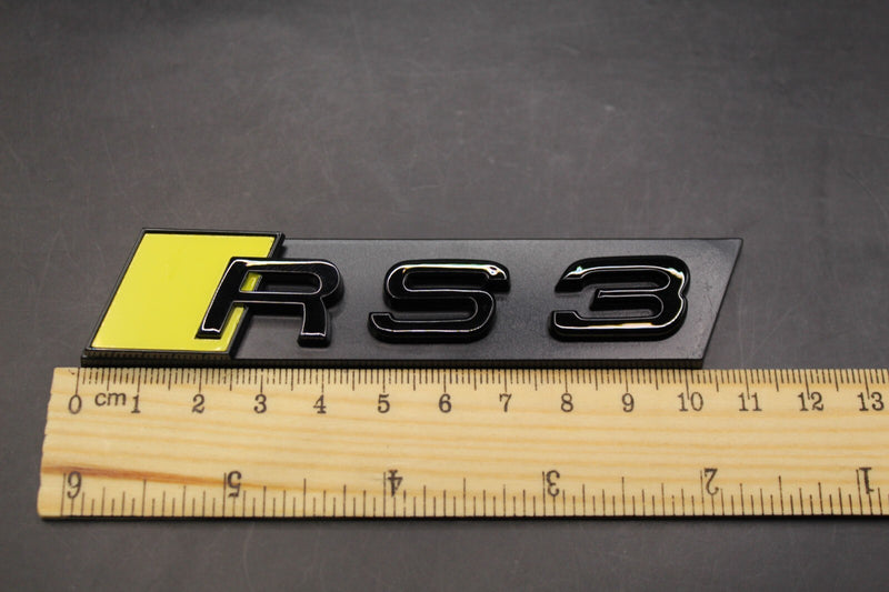 Gloss Black Yellow RS3 Front Grille Honeycomb Clip Bracket Badge Fit For AUDI