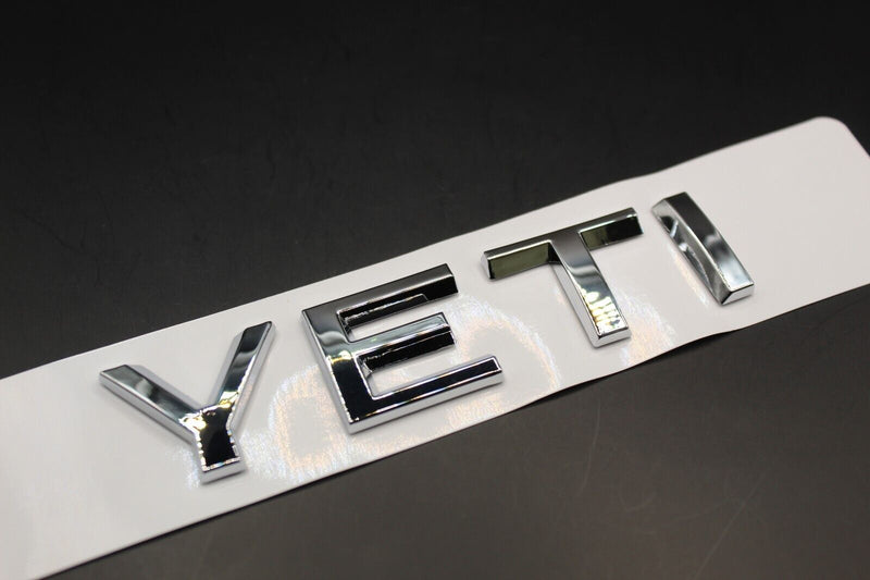 Gloss Black/Chrome Silver YETI CAPITAL LETTERS For SKODA Badge Rear Trunk Boot