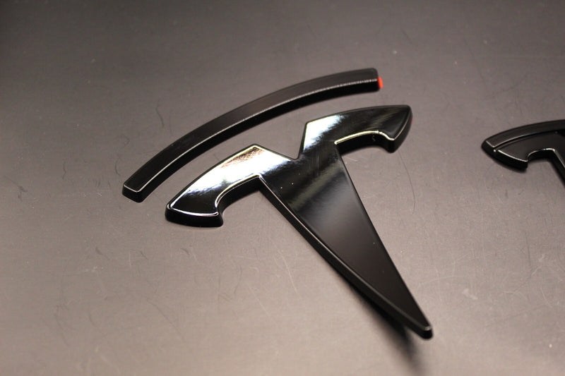 Gloss Black Black Model Y Overlay Badge Set For Tesla Front/Rear/Steering Wheel