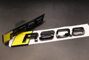 Gloss Black Yellow RSQ8 Front Grille Stick-On & Rear Boot Badge Set Fit For AUDI