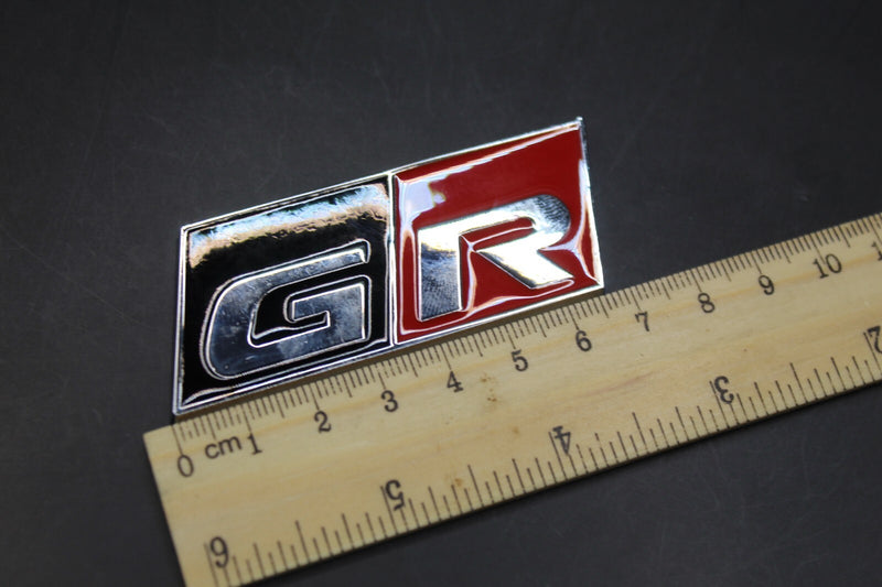 70mm X 30mm Chrome Silver Red Black GR Boot Rear Badge For Toyota