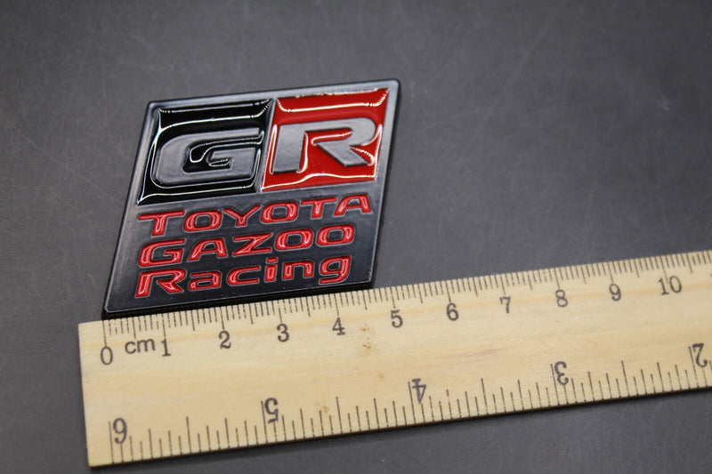 55mm X 40mm Matte Black Red GR Boot Rear Badge For Toyota Gazoo Racing