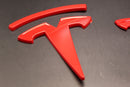 Red Model 3 Overlay Badge Set For Tesla Front/Rear/Steering Wheel