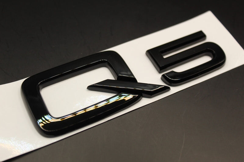 Gloss Black/Chrome Silver Q5 Fits Audi Badge Letters Emblem Rear Trunk Boot Lid