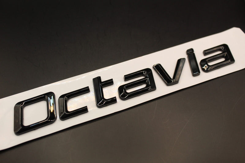 Gloss Black/Chrome Silver Octavia LETTERS For SKODA Badge Rear Boot