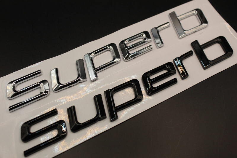 Gloss Black/Chrome Silver Superb LETTERS For SKODA Badge Rear Boot