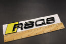 Gloss Black Yellow RSQ8 Front Grille Stick-On & Rear Boot Badge Set Fit For AUDI