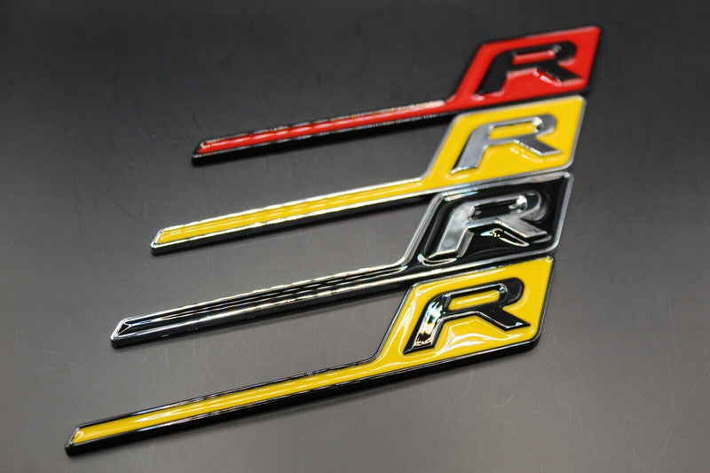 R Badge Black Yellow Red Black Chrome LETTER Rear Boot Tailgate For Mercedes