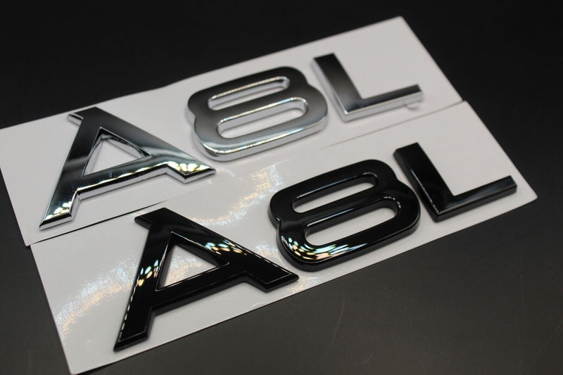 Gloss Black/Chrome Silver A8L Fits Audi Badge Letters Emblem Rear Trunk Boot Lid