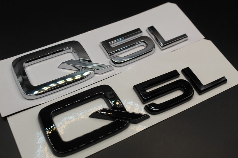 Gloss Black/Chrome Silver Q5L Fits Audi Badge Letters Emblem Rear Trunk Boot Lid