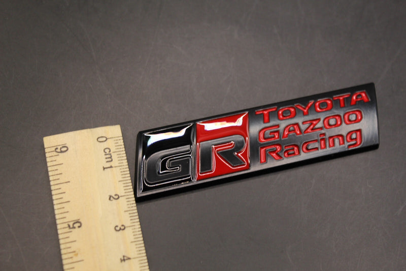 84mm X 23mm Matte Black Red GR Boot Rear Badge For Toyota Gazoo Racing