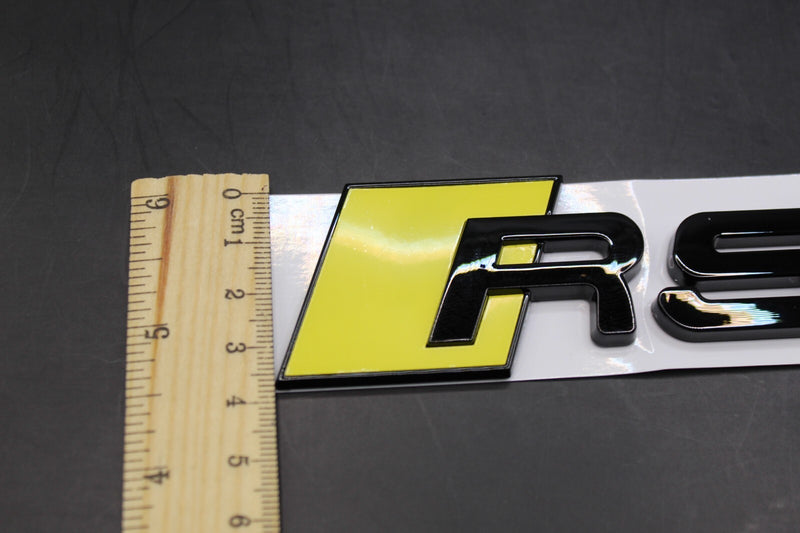 Gloss Black Yellow RSQ3 Rear Boot Badge Fit For AUDI