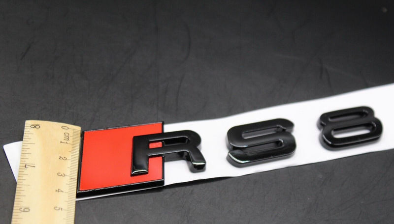 Gloss Black/Chrome Silver RS8 Fits Audi Badge Letters Emblem Rear Trunk Boot Lid
