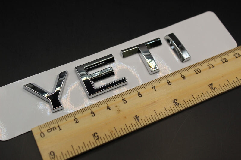 Gloss Black/Chrome Silver YETI CAPITAL LETTERS For SKODA Badge Rear Trunk Boot