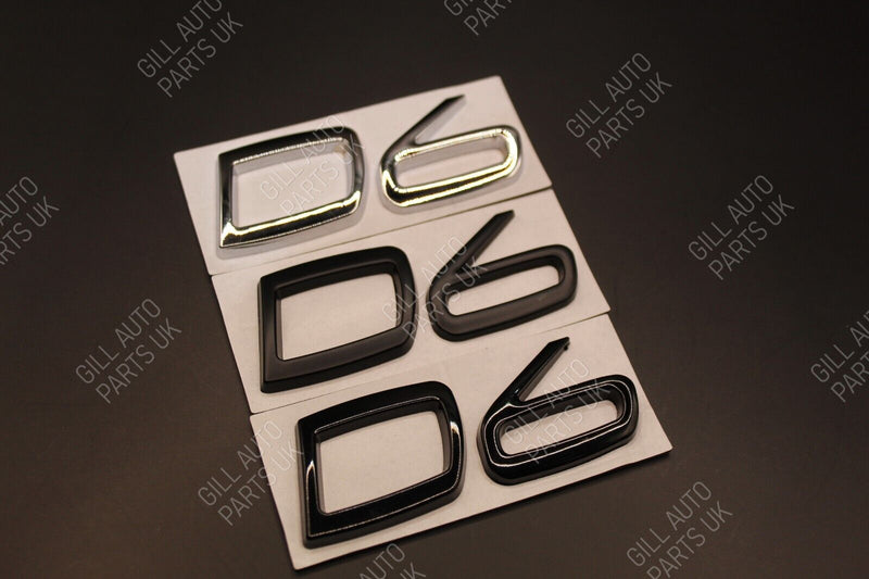 Gloss Matte Black Chrome D6 D 6 Metal Car Letters Badge Rear Boot FOR Volvo