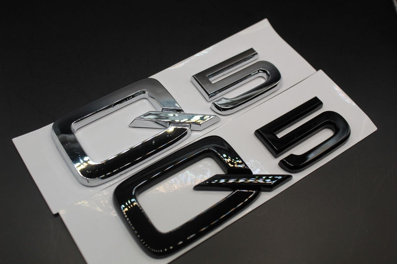 Gloss Black/Chrome Silver Q5 Fits Audi Badge Letters Emblem Rear Trunk Boot Lid