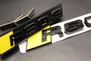 Gloss Black Yellow RSQ3 Front Grille Honeycomb & Rear Boot Badge Set For AUDI