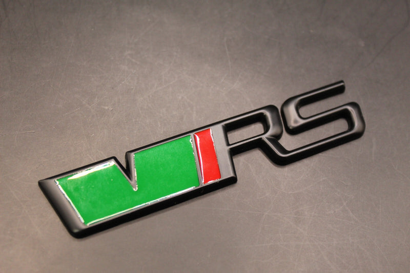 Green Black Red VRS Front Grille & Rear Boot Badge Set For Skoda