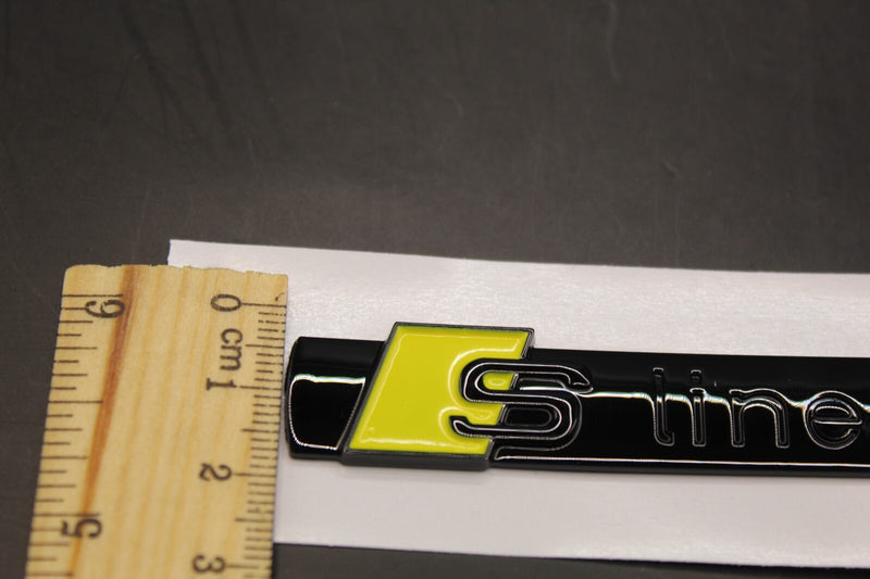2pc Set S-Line Yellow Gloss Black Side Fender Wing Badge Set For AUDI