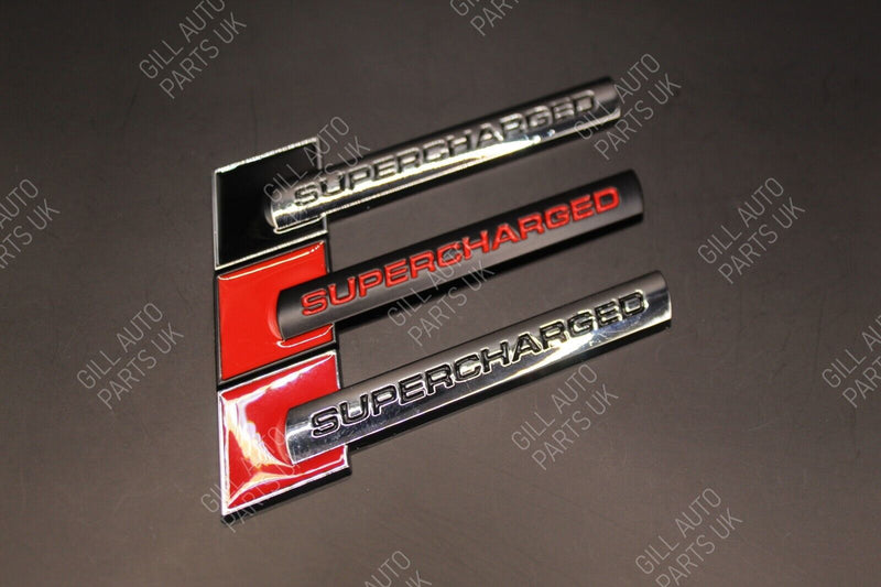 H.Q Supercharged Boot Rear Trunk Tailgate Badge Emblem Black Chrome Red for Audi