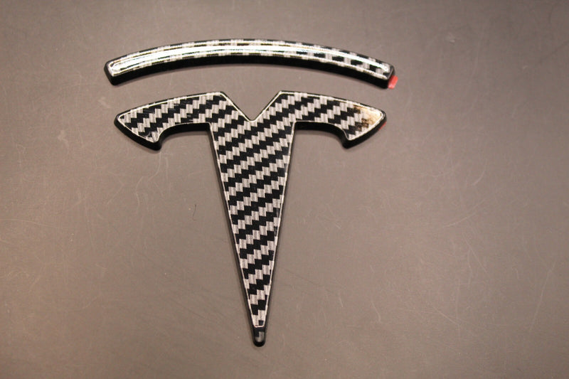 Carbon Fibre Style Model Y Overlay Badge Set For Tesla Front/Rear/Steering Wheel