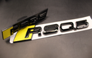 Gloss Black Yellow RSQ5 Front Grille Stick-On & Rear Boot Badge Set Fit For AUDI