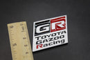 55mm X 40mm Matte Silver Red Black GR Boot Rear Badge For Toyota Gazoo Racing