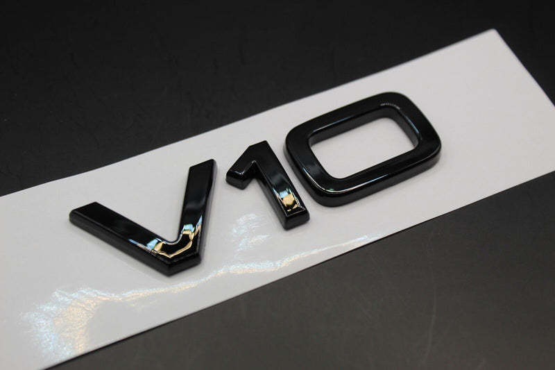 Gloss Black/Chrome Silver V10 Fits Audi Badge Letters Emblem Side Fender Wing