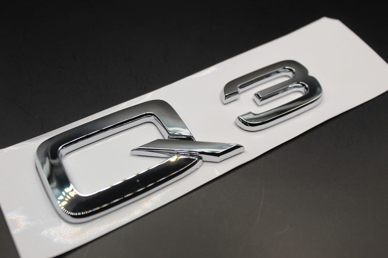 Gloss Black/Chrome Silver Q3 Fits Audi Badge Letters Emblem Rear Trunk Boot Lid