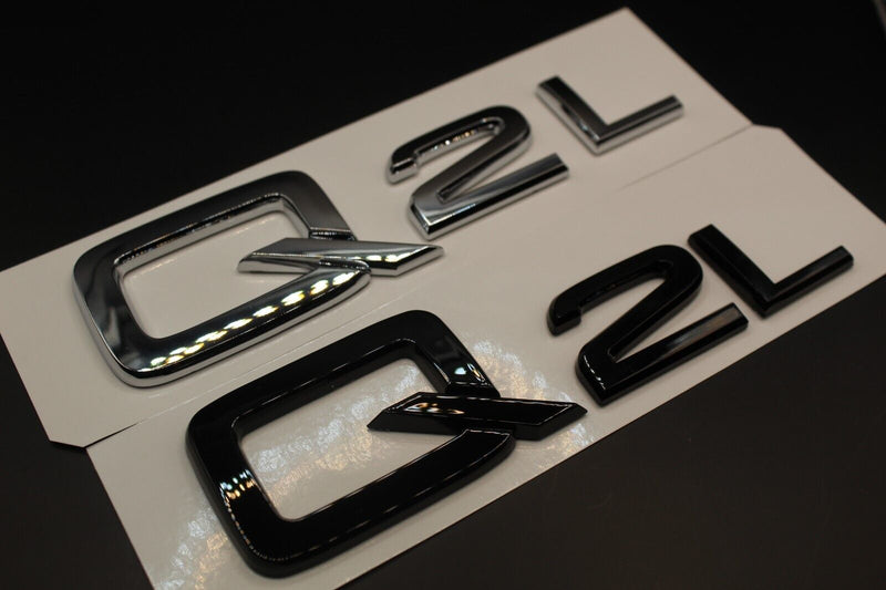 Gloss Black/Chrome Silver Q2L Fits Audi Badge Letters Emblem Rear Trunk Boot Lid