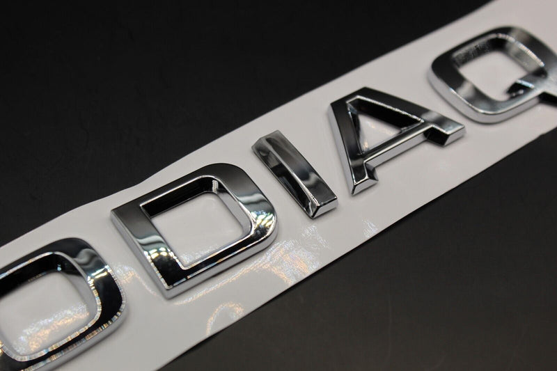 Gloss Black/Chrome Silver KODIAQ CAPITAL LETTERS For SKODA Badge Rear Boot