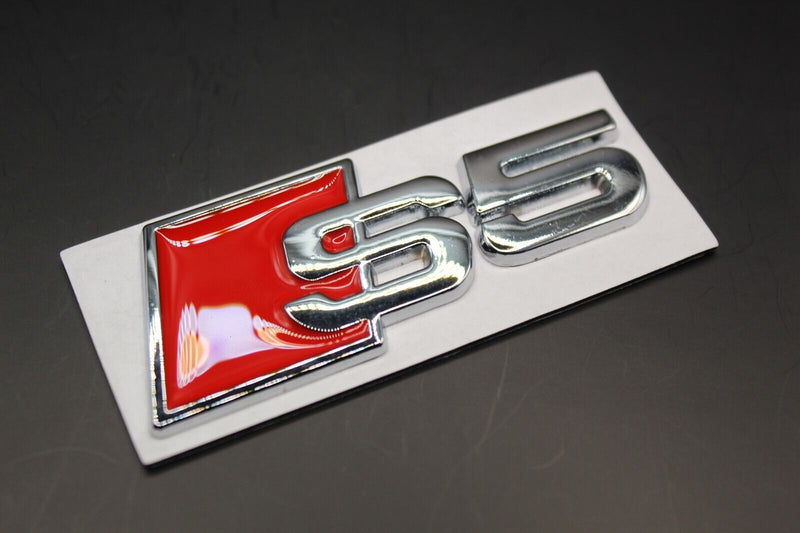 Matte Black/Chrome Silver S5 Fits Audi Badge Letters Emblem Rear Trunk Boot Lid