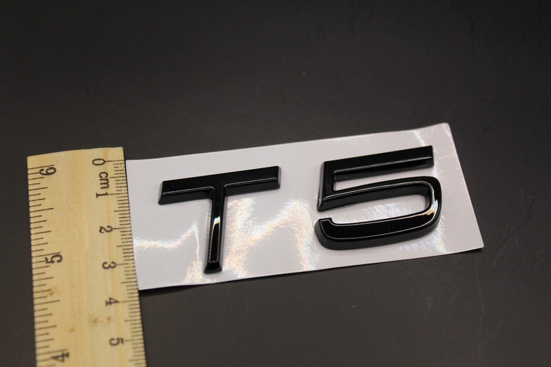 Gloss Black Chrome Silver T5 LETTERS Badge Rear Boot Tailgate For VOLVO