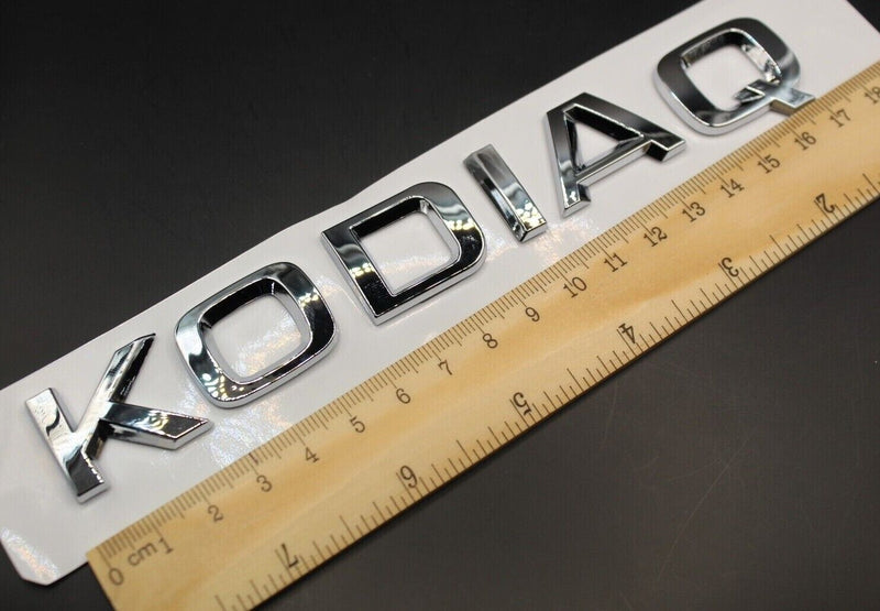 Gloss Black/Chrome Silver KODIAQ CAPITAL LETTERS For SKODA Badge Rear Boot