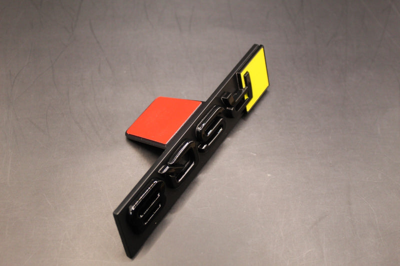 Gloss Black Yellow RSQ8 Front Grille Stick-On Badge Fit For AUDI