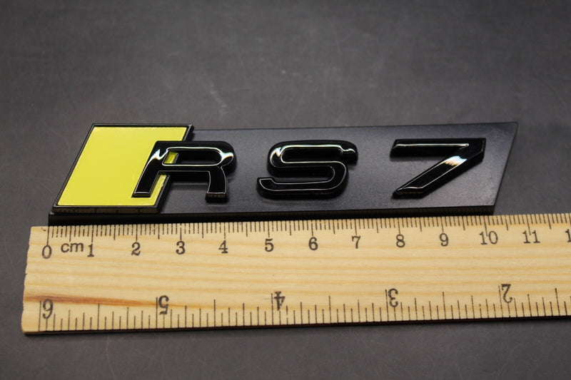 Gloss Black Yellow RS7 Front Grille Honeycomb Clip Bracket Badge Fit For AUDI