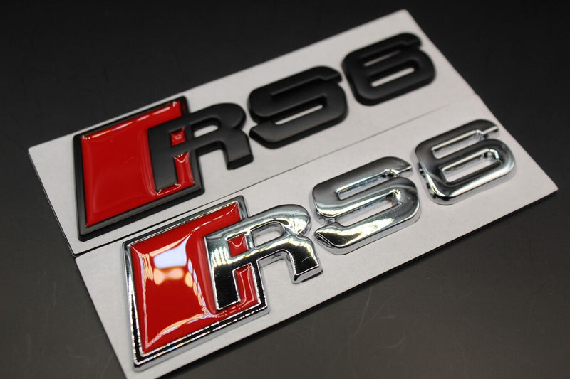 Matte Black/Chrome Silver RS6 Fits Audi Badge Letters Emblem Rear Trunk Boot Lid